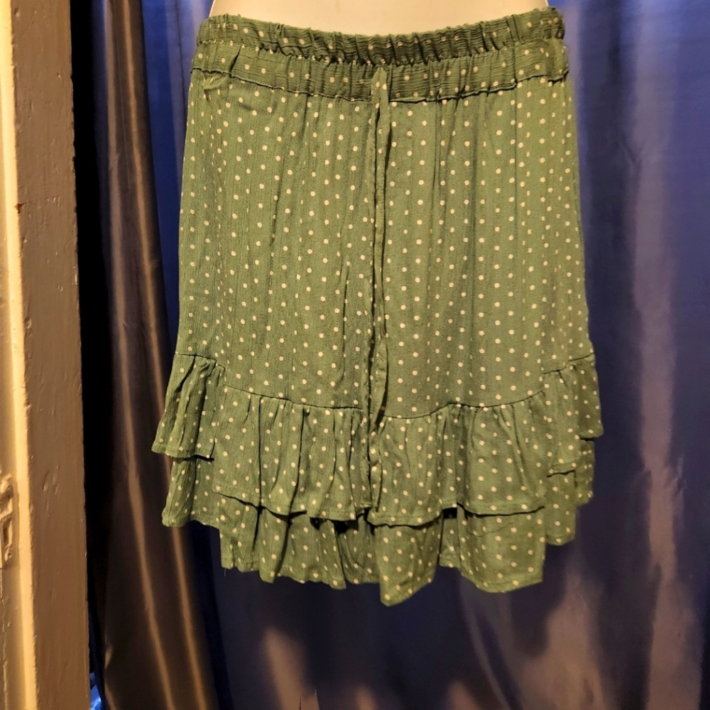 Green & White Polka Dot Skirt